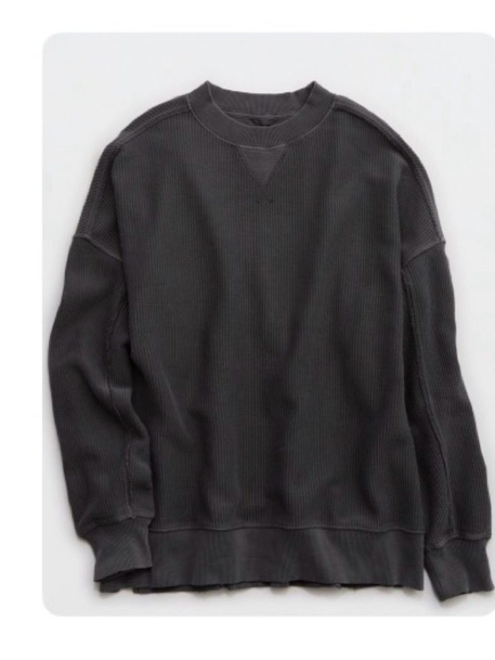 Aerie Big Chill Textured Crew Smoked Gray